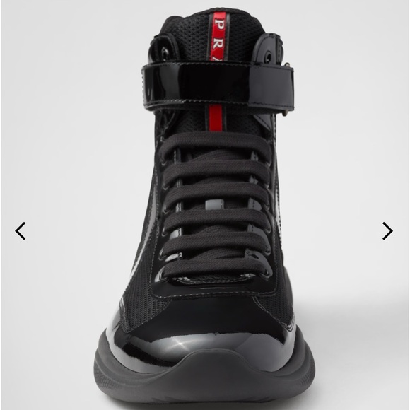 Prada America’s Cup Is Patent Leather High-Top Sneakers - Men’s Sz 8.5 - Picture 1 of 8